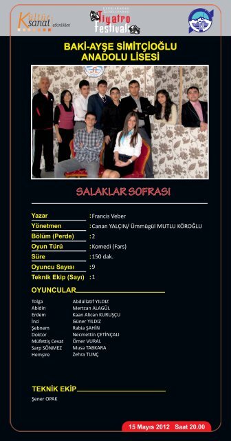 tiyatro festivali İÇ SAYFALAR... - Kayseri Büyükşehir Belediyesi