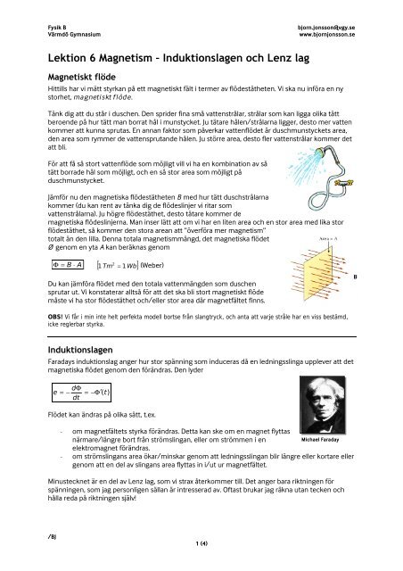 Lektion 6 Magnetism – Induktionslagen och Lenz lag - bjornjonsson.se