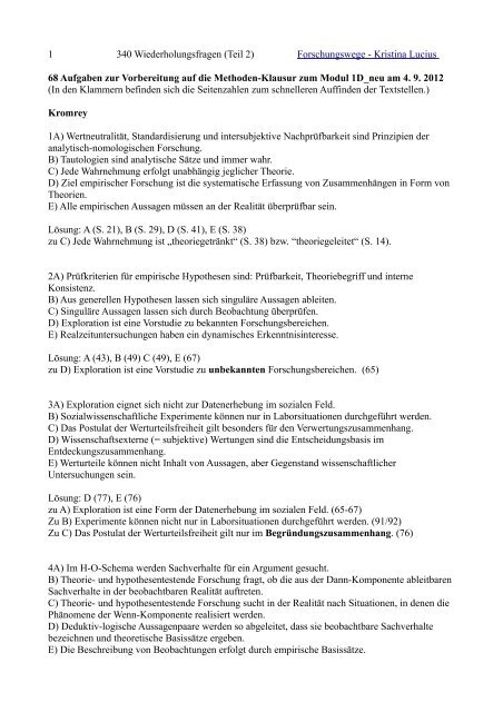 1 340 Wiederholungsfragen (Teil 2) Forschungswege - Kristina ...