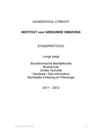 protocol lange stage 2011-2012 - Extranet - Hogeschool Utrecht