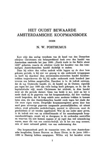 Het oudst bewaarde Amsterdamsche koopmansboek - De Jonge ...