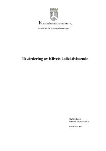 Utvärdering av Klivets kollektivboende - Katrineholms kommun