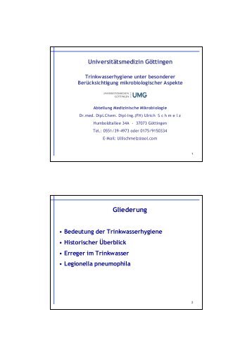 Vorlesung Trinkwasserhygiene - Wasserlabor-goettingen.de