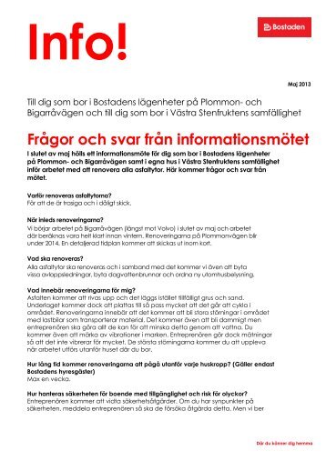 Läs frågor och svar om renoveringarna