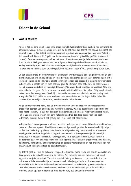 Wat is talent - CPS