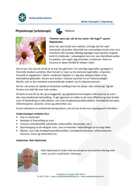 Hent kursbeskrivelse for modulen Phytoterapi / Homeopati 2 her