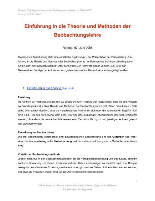Einführung in die Theorie und Methoden der ... - Userpage