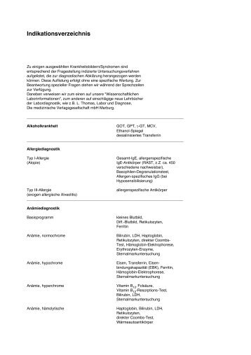 Indikationsverzeichnis - labor-regensburg.de