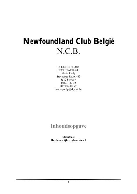 Statuten en huishoudelijke reglementen - Newfoundland Club ...