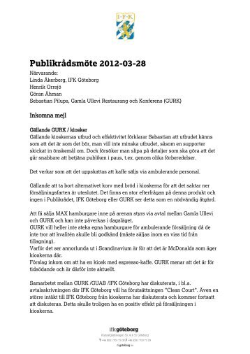 Publikrådsmöte 2012-03-28 - IFK Göteborg