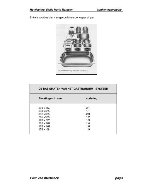 keukentechnologie Deel 1 - Hotelschool Stella Maris Technische ...