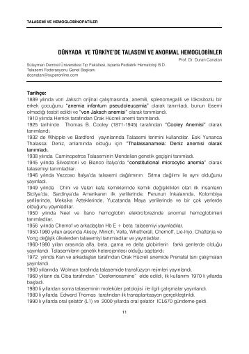 dünyada ve türkiye'de talasemi ve anormal hemoglobinler