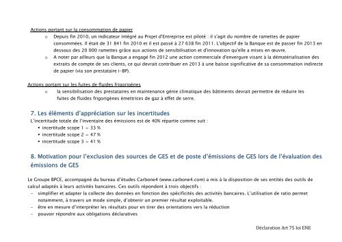 Consultez le bilan d'émissions de gaz à effet de serre de la Banque ...