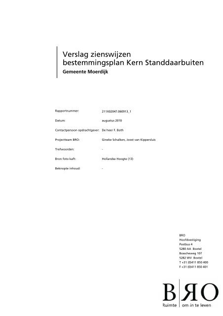 Verslag zienswijzen bestemmingsplan Kern Standdaarbuiten d.d. ...