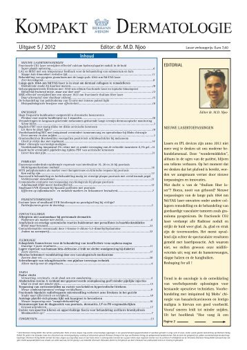 Uitgave 5 / 2012 Editor: dr. M.D. Njoo - Huidarts.com