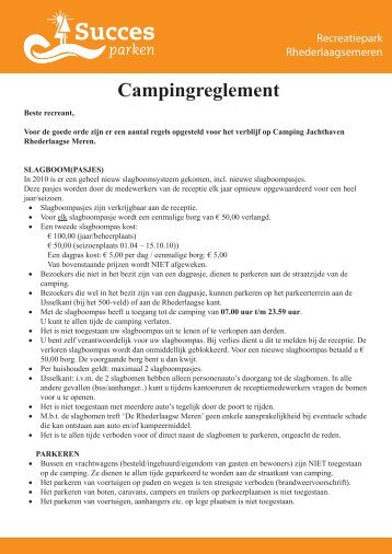 Campingreglement - Succesparken