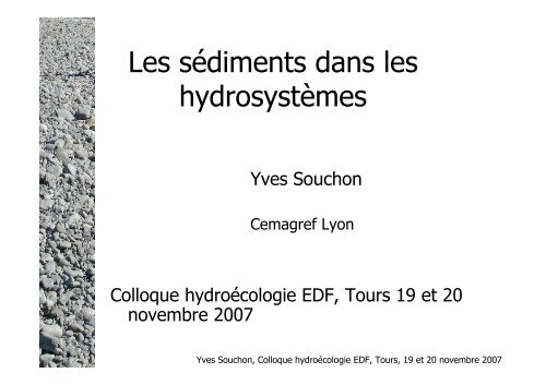 Les sédiments dans les hydrosystèmes - EDF