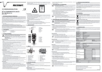 bedienungsanleitung set ir-thermometer ir 260-8s + multimeter vc-13