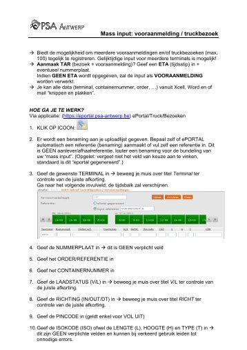 ePortal pamflet TAMS Mass Upload - PSA Antwerp