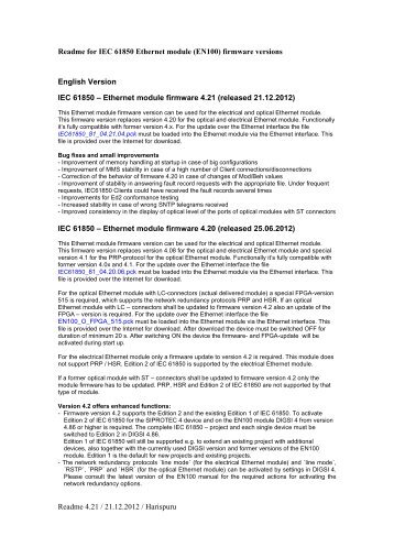 Readme for IEC 61850 Ethernet module (EN100 ... - SIPROTEC