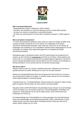 Factsheet BONT - Partij voor de Dieren Amsterdam