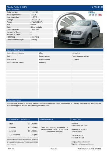 Skoda Fabia 1.9 SDI 4.990 EUR - Autohaus Schulze