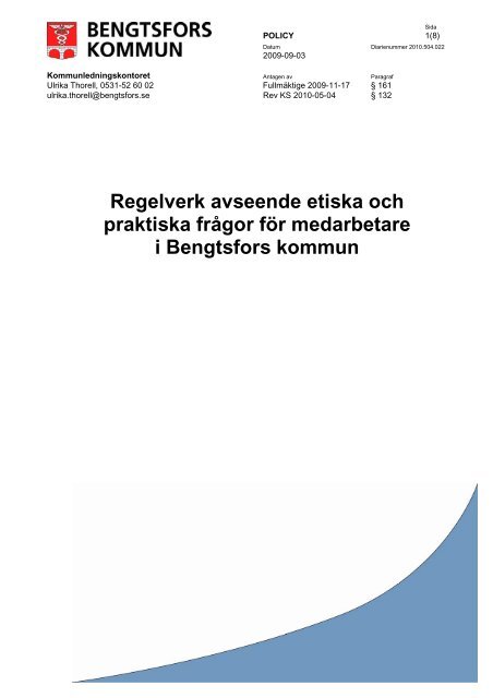 Etiska och praktiska frågor för medarbetare i Bengtsfors kommun ...