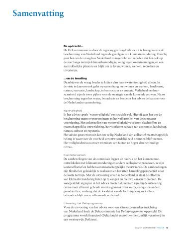 Het advies; samenvatting en aanbevelingen (PDF) - Deltacommissie