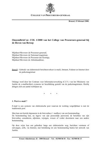 Omzendbrief nr. COL 1/2000 van het College van Procureurs ...