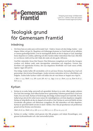 Teologisk grund för Gemensam Framtid