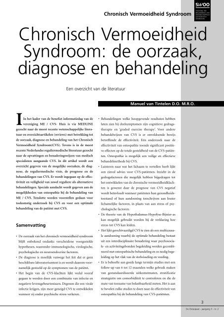 Chronisch Vermoeidheid Syndroom: de oorzaak, diagnose en ...