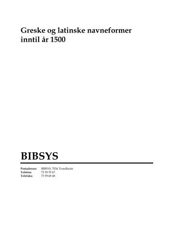 Greske og latinske navneformer inntil år 1500 - Bibsys