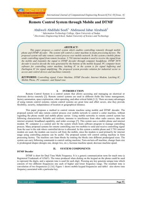 Remote Control System through Mobile and DTMF