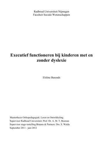 Executief functioneren bij kinderen met en zonder ... - Anna Bosman