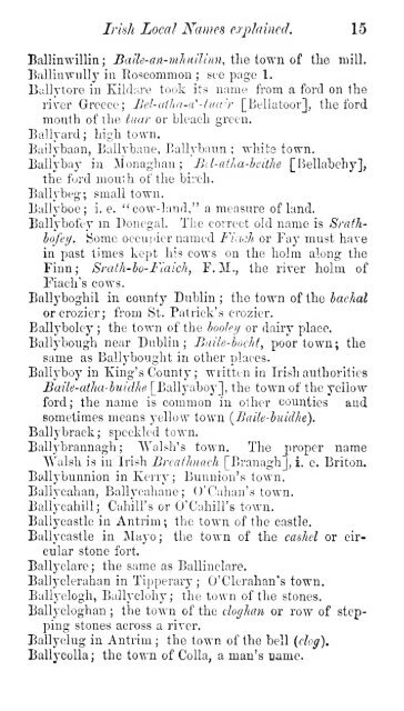 Irish local names explained