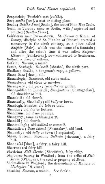 Irish local names explained