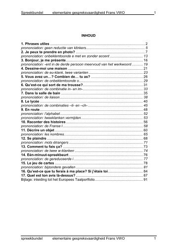 Spreekbundel elementaire gespreksvaardigheid Frans VWO 1 ...