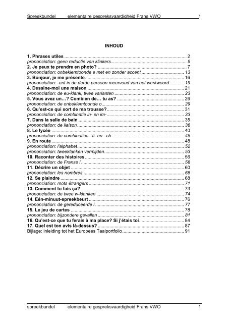 Spreekbundel elementaire gespreksvaardigheid Frans VWO 1 ...