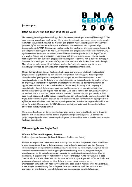 Juryrapport BNA Gebouw van het Jaar 2006 Regio Zuid Winnend ...