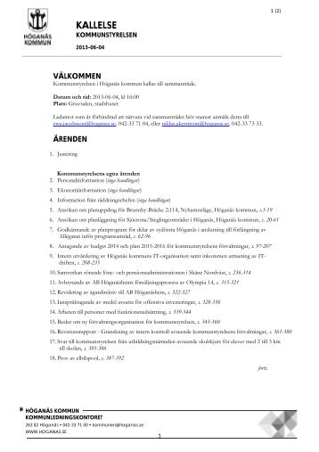 KS kallelse 2013-06-04.pdf - Höganäs kommun