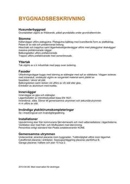 Byggnadsbeskrivning - Peab