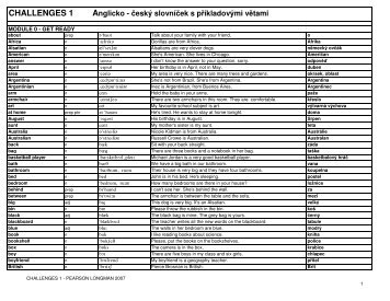 CHALLENGES 1 Anglicko - český slovníček s příkladovými větami