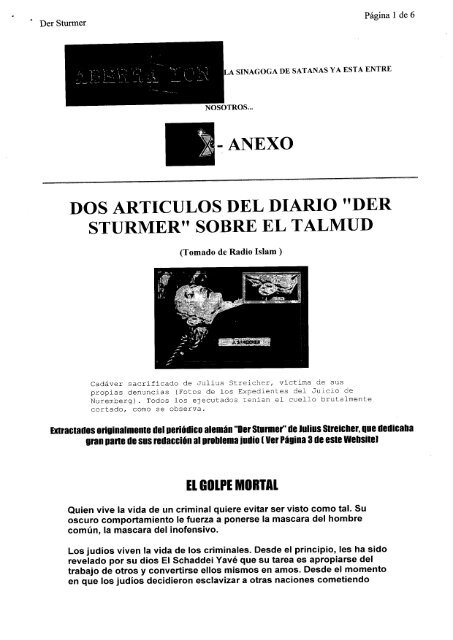 DOS ARTICULOS DEL DIARIO "DER STURMER" SOBRE EL ...