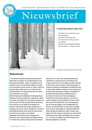 nr. 27 (oktober 2012) - Historische Vereniging Diepenveen