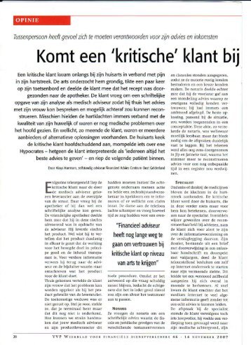 Artikel Aloys Harmsen Kritische klant VVP november 2007