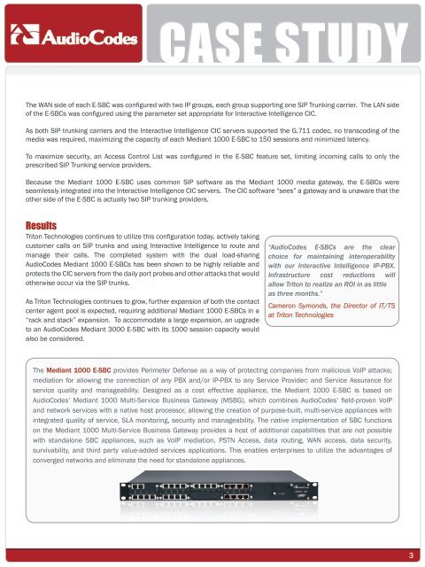 Triton Technologies Case Study - AudioCodes