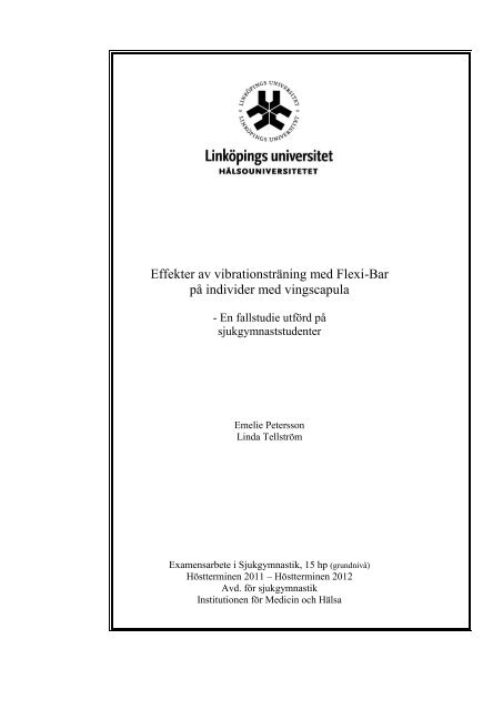 Effekter av vibrationsträning med Flexi-Bar på individer med ...