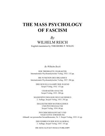 The Mass Psychology of Fascism - Anxiety Depression Self-Help