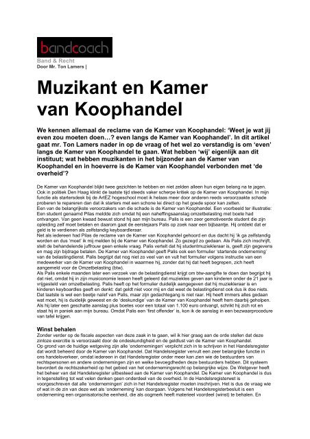 Muzikant en Kamer van Koophandel