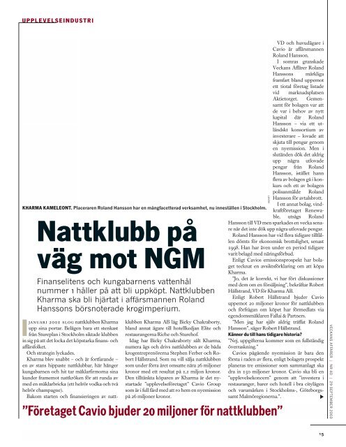 Nattklubb på väg mot NGM - Veckans Affärer